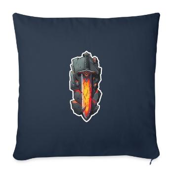Épée de feu de dessin animé devant un rocher RPG GAme - Housse de coussin décorative 45 x 45 cm - bleu marine - Devant