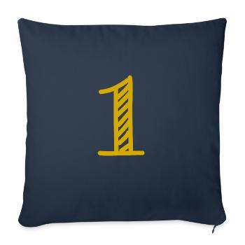1 AN. 1er ANNIVERSAIRE. ANNIVERSAIRE 1 AN. CHIFFRE - Housse de coussin décorative 45 x 45 cm - bleu marine - Devant