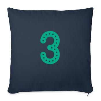 3 ANS. 3e ANNIVERSAIRE. ANNIVERSAIRE 3 ANS. 3 - Housse de coussin décorative 45 x 45 cm - bleu marine - Devant