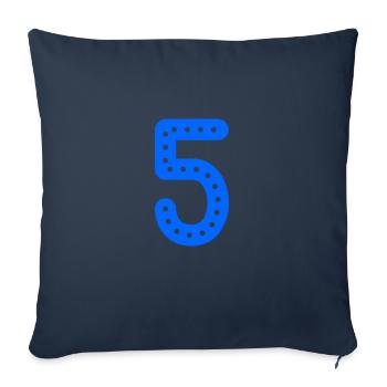 5 ANS. 5e ANNIVERSAIRE. ANNIVERSAIRE 5 ANS. 5 - Housse de coussin décorative 45 x 45 cm - bleu marine - Devant