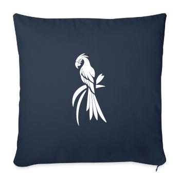 Perroquet Portrait Tatouage Élégant Oiseau Dessin - Housse de coussin décorative 45 x 45 cm - bleu marine - Devant