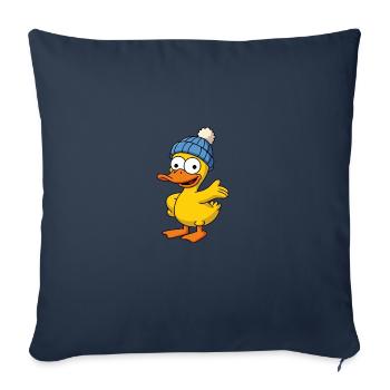 Chapeau de bienvenue canard en caoutchouc jaune - Housse de coussin décorative 45 x 45 cm - bleu marine - Devant