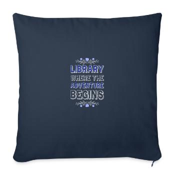 Adventure Begins At Your Library - Sofa pillowcase 17,3'' x 17,3'' (45 x 45 cm) - navy - Front