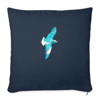 Seagull, illustration, flying, birds, blue, graffiti - Sofa pillowcase 17,3'' x 17,3'' (45 x 45 cm) - navy - Front