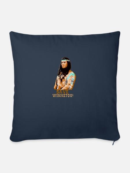 save winnetou,winnetou,indianer,illustration - Sofakissenbezug 45 x 45 cm - Navy
