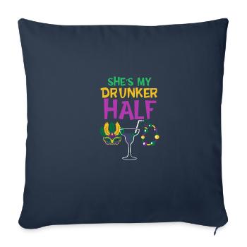 Citation amusante, c’est ma demi-passe bourrée - Housse de coussin décorative 45 x 45 cm - bleu marine - Devant