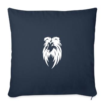 Long-haired Collie in Tribal Tattoo Style - Sofa pillowcase 17,3'' x 17,3'' (45 x 45 cm) - navy - Front