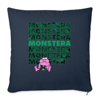 Monstre Monstera - Housse de coussin décorative 45 x 45 cm - bleu marine - Devant