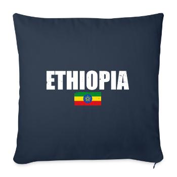 Ethiopie Ethiopie Drapeau Éthiopien - Housse de coussin décorative 45 x 45 cm - bleu marine - Devant