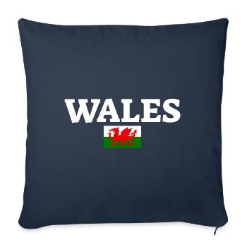 Pays de Galles Drapeau gallois Gallois - Housse de coussin décorative 45 x 45 cm - bleu marine - Devant