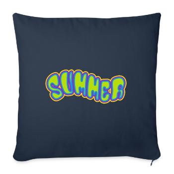 Été - soleil - vacances - bonne humeur - Housse de coussin décorative 45 x 45 cm - bleu marine - Devant
