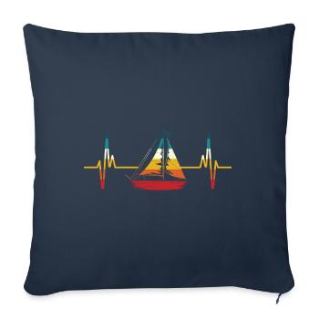 Voilier battement cardiaque pulse cadeau voile - Housse de coussin décorative 45 x 45 cm - bleu marine - Devant