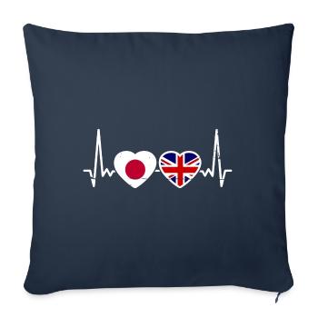 Japon Grande-Bretagne Heartbeat Flag Japonais - Housse de coussin décorative 45 x 45 cm - bleu marine - Devant