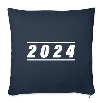 Année 2024 - Housse de coussin décorative 45 x 45 cm - bleu marine - Devant
