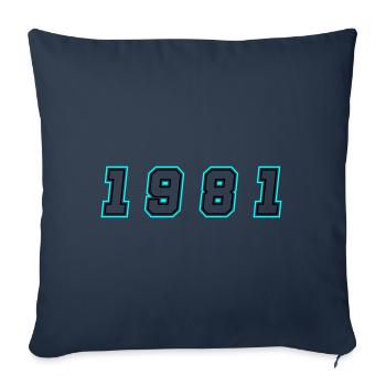 Numéro de l’année 1981 - Housse de coussin décorative 45 x 45 cm - bleu marine - Devant