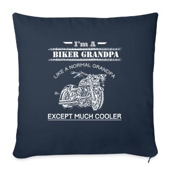 Je suis un grand-père motard - Housse de coussin décorative 45 x 45 cm - bleu marine - Devant