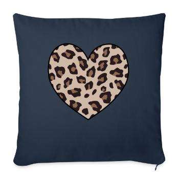 Leopard Print Heart Shape Animal Cheetah Print - Housse de coussin décorative 45 x 45 cm - bleu marine - Devant
