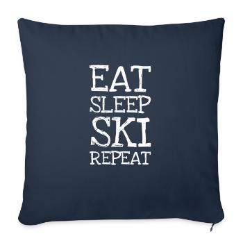 Eat sleep ski repeat - Sofa pillowcase 17,3'' x 17,3'' (45 x 45 cm) - navy - Front