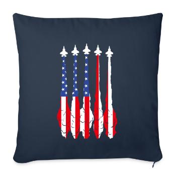 Drapeau américain USA Airplane Jet Fighter 4 juillet Pa - Housse de coussin décorative 45 x 45 cm - bleu marine - Devant