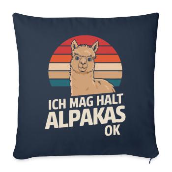 Alpaga lama alpaga animal - Housse de coussin décorative 45 x 45 cm - bleu marine - Devant