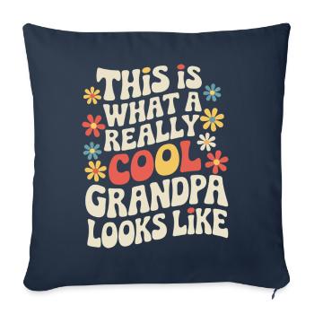 Papy Grand-père Famille Fête des pères - Housse de coussin décorative 45 x 45 cm - bleu marine - Devant