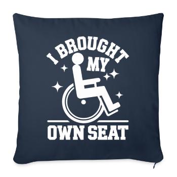 Fauteuil roulant Fauteuil roulant Handicapé Humour - Housse de coussin décorative 45 x 45 cm - bleu marine - Devant