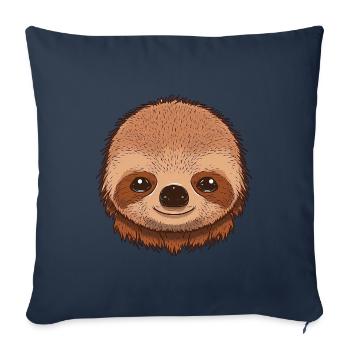 Visage de bébé paresseux - Housse de coussin décorative 45 x 45 cm - bleu marine - Devant