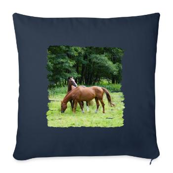 Le pâturage présente des avantages pour les chevaux - Housse de coussin décorative 45 x 45 cm - bleu marine - Devant