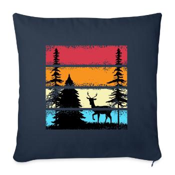 Forest Shinrin Yoku Forest Meditation Retro Deer - Housse de coussin décorative 45 x 45 cm - bleu marine - Devant