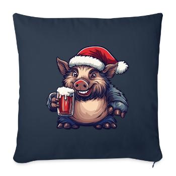 Pig Christmas Beer Funny Wild Boar - Sofa pillowcase 17,3'' x 17,3'' (45 x 45 cm) - navy - Front