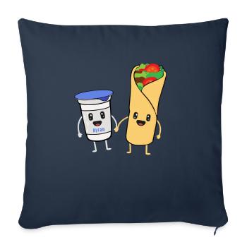 Couple Don Dürüm Doner Ayran Funny Sweet Love - Housse de coussin décorative 45 x 45 cm - bleu marine - Devant