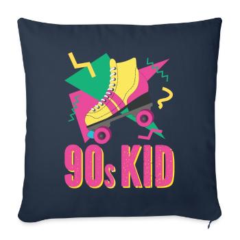 90er Retro mit Rollschuh - Sofakissenbezug 45 x 45 cm - Navy - Vorne