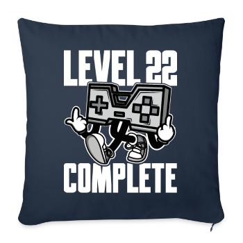 Niveau 22 Cadeau d’anniversaire complet 22 ans - Housse de coussin décorative 45 x 45 cm - bleu marine - Devant