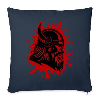 Guerrier viking Head Viking - Housse de coussin décorative 45 x 45 cm - bleu marine - Devant