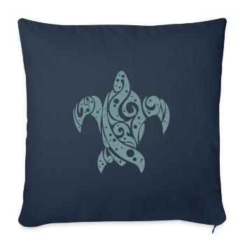Tatouage de tortue bleue - Housse de coussin décorative 45 x 45 cm - bleu marine - Devant