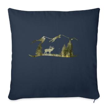 Cerf dans la forêt - Housse de coussin décorative 45 x 45 cm - bleu marine - Devant
