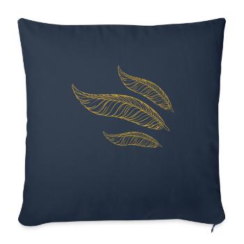plumes dorées - Housse de coussin décorative 45 x 45 cm - bleu marine - Devant