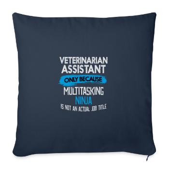 Idée cadeau assistant vétérinaire multitâche - Housse de coussin décorative 45 x 45 cm - bleu marine - Devant