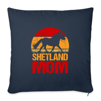 Shetlandpony Shetland Poney Mama - Housse de coussin décorative 45 x 45 cm - bleu marine - Devant