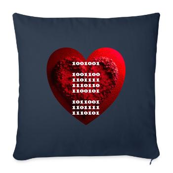 Déclaration d’amour cryptée en code binaire - Housse de coussin décorative 45 x 45 cm - bleu marine - Devant
