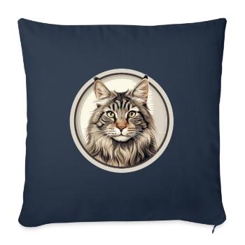Chat bobtail américain - Housse de coussin décorative 45 x 45 cm - bleu marine - Devant