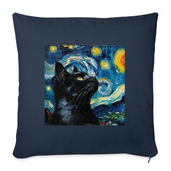 Chat, Motif De Chat - Housse de coussin décorative 45 x 45 cm - bleu marine - Devant
