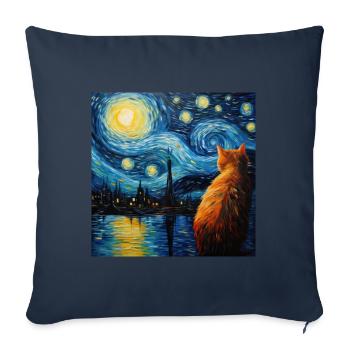 Chat, Motif De Chat - Housse de coussin décorative 45 x 45 cm - bleu marine - Devant