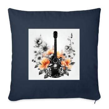 GUITAR IN BLOOM - Sofa pillowcase 17,3'' x 17,3'' (45 x 45 cm) - navy - Front