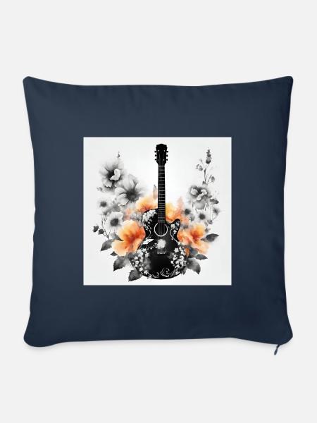 GITARRE IN BLÜTE - Sofakissenbezug 45 x 45 cm - Navy
