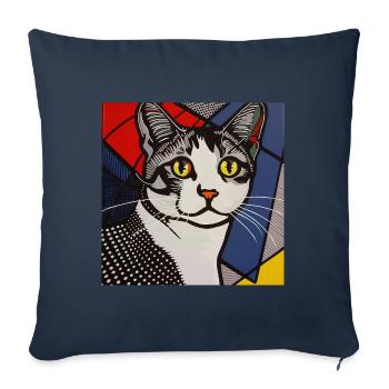 Cat, Cat Motif - Sofa pillowcase 17,3'' x 17,3'' (45 x 45 cm) - navy - Front