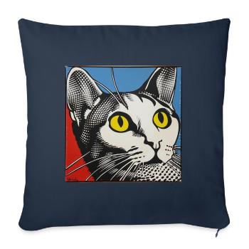 Cat, Cat Motif - Sofa pillowcase 17,3'' x 17,3'' (45 x 45 cm) - navy - Front