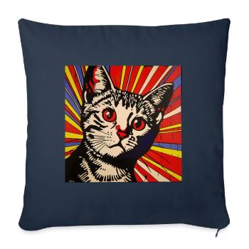 Cat, Cat Motif - Sofa pillowcase 17,3'' x 17,3'' (45 x 45 cm) - navy - Front