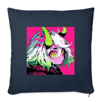 Anime, Demon Girl, Waifu, Japan - Sofa pillowcase 17,3'' x 17,3'' (45 x 45 cm) - navy - Front