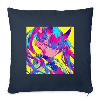 Anime, Demon Girl, Waifu, Japan - Sofa pillowcase 17,3'' x 17,3'' (45 x 45 cm) - navy - Front
